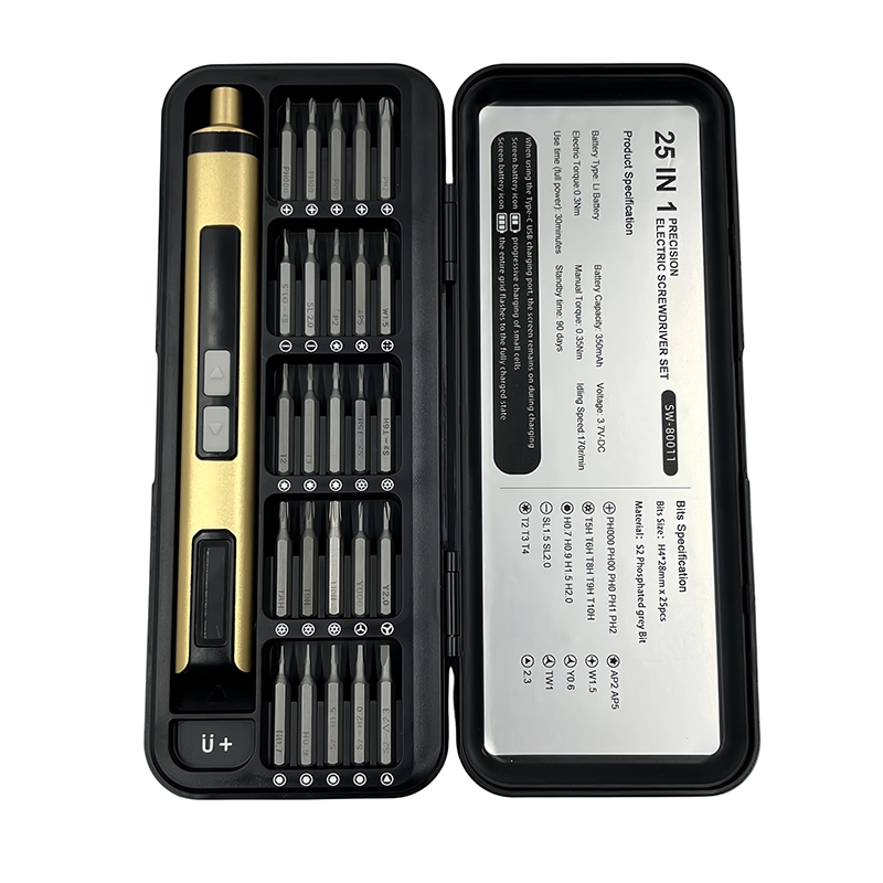25-in-1 Electric screwdriver set — included tools and accessories — thumbnail